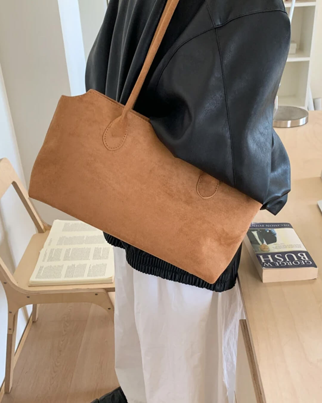 Claudine Faux Suede Shoulder Bag - Women's Everyday Handbag - Image 7