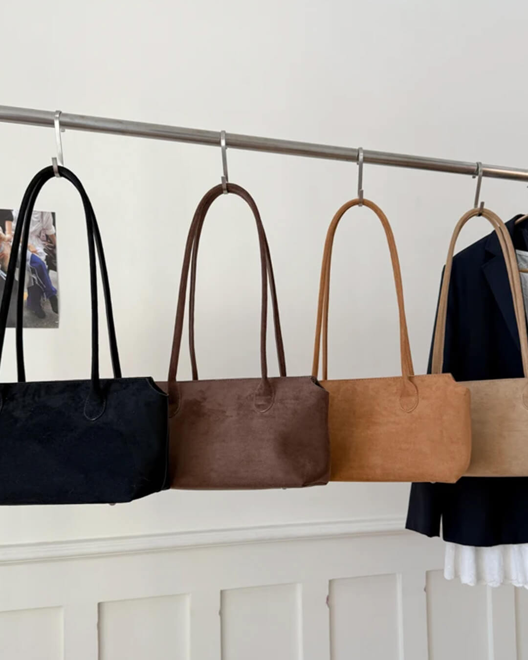 Claudine Faux Suede Shoulder Bag - Women's Everyday Handbag - Image 4