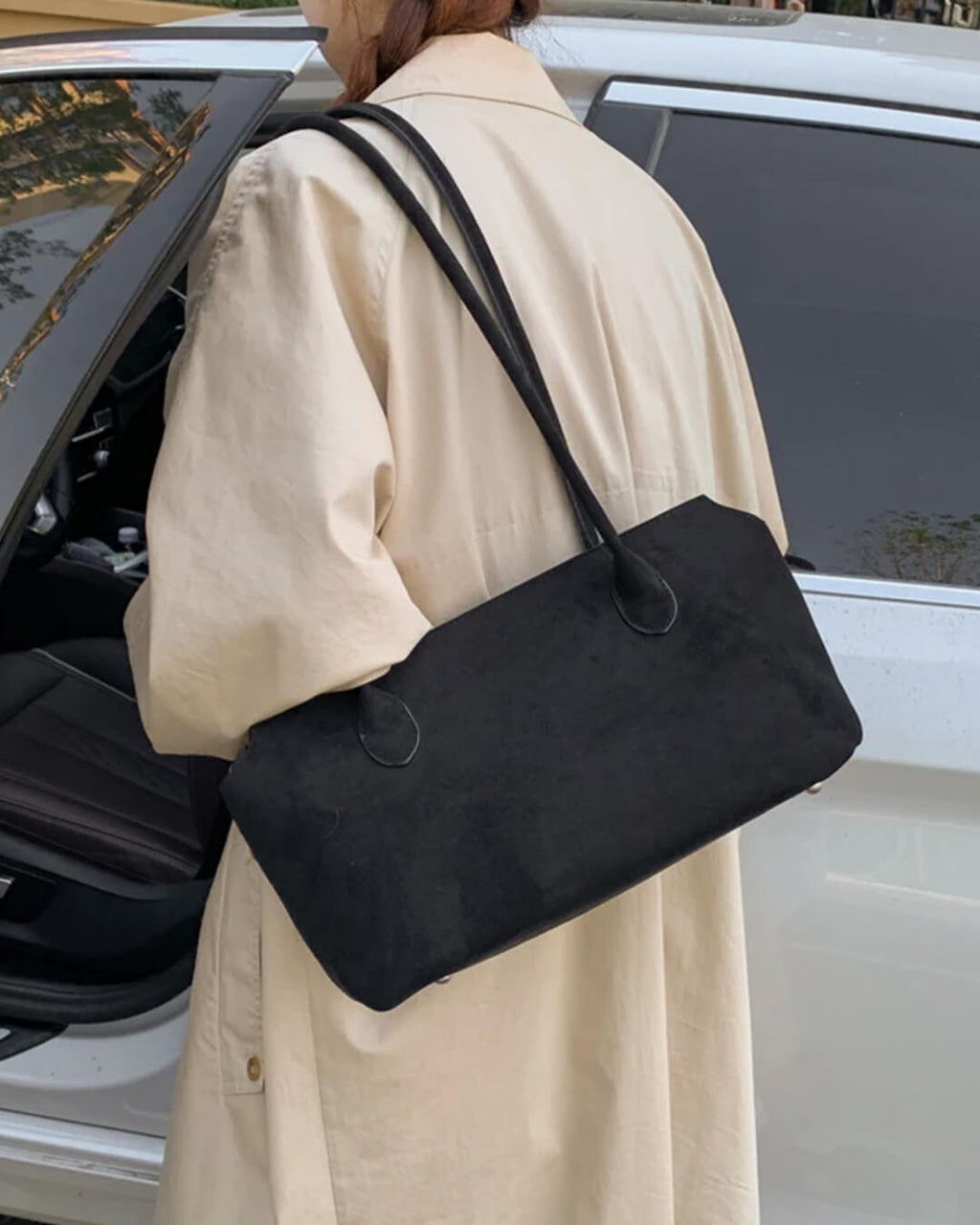 Claudine Faux Suede Shoulder Bag - Women's Everyday Handbag - Image 5