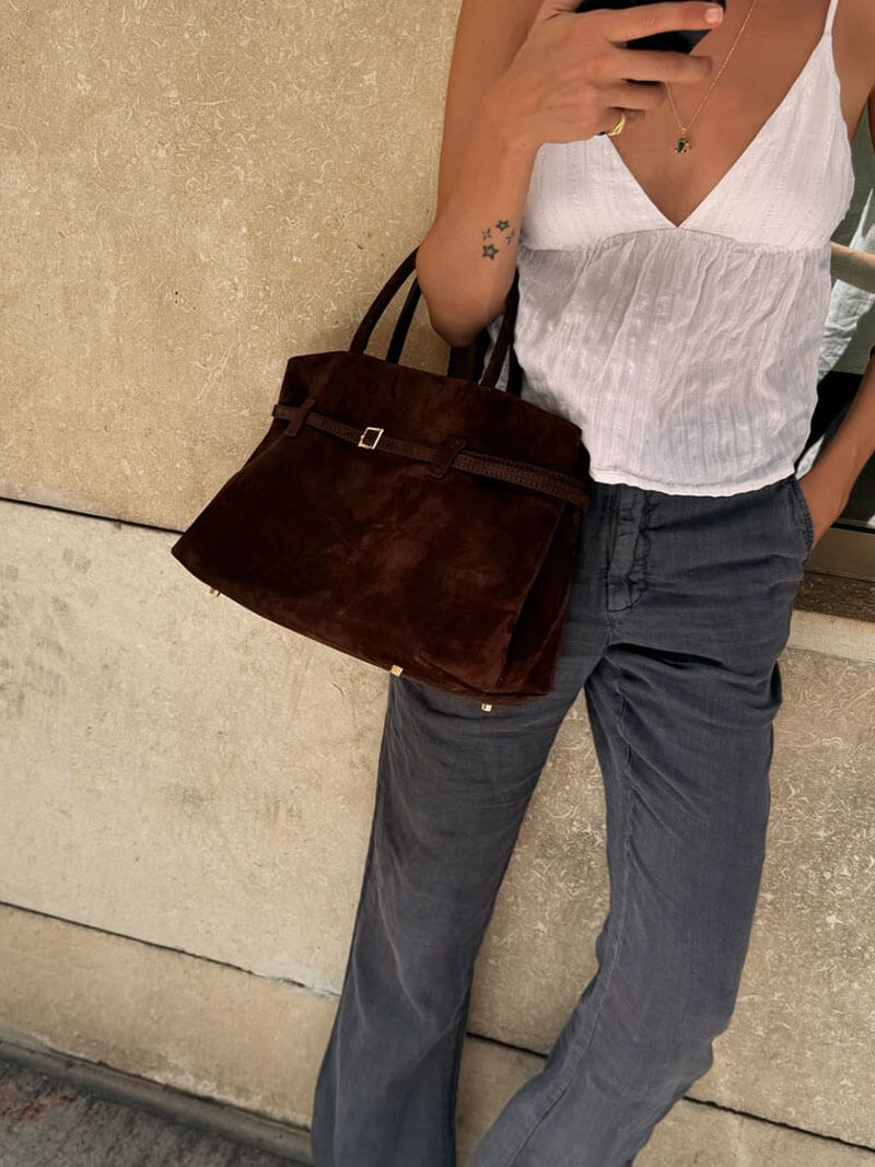 Dalila Suede Shoulder Bag - Soft Slouchy Handbag for Daily Essentials - Image 8