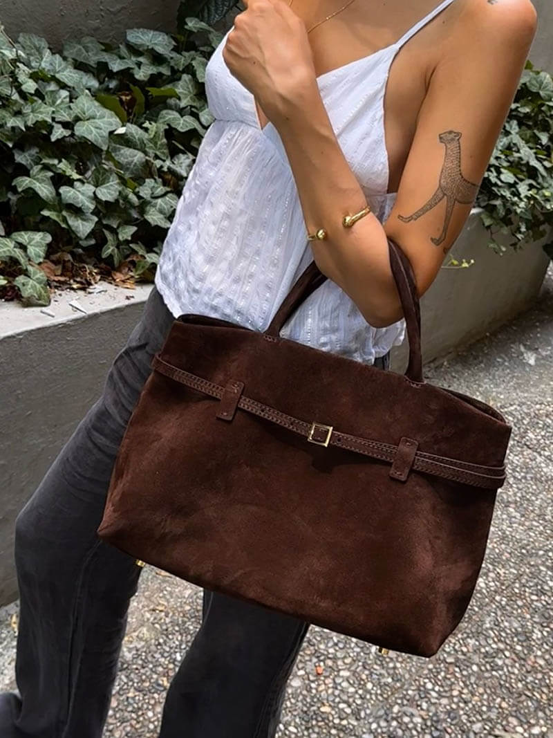 Dalila Suede Shoulder Bag - Soft Slouchy Handbag for Daily Essentials - Image 9