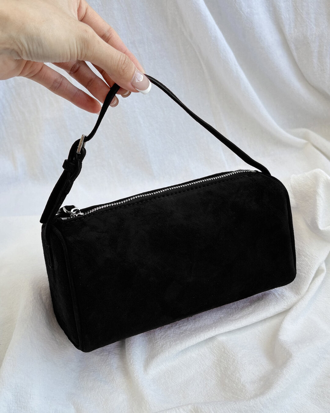 Danika Suede Mini Shoulder Bag - Small Structured Handbag - Image 5