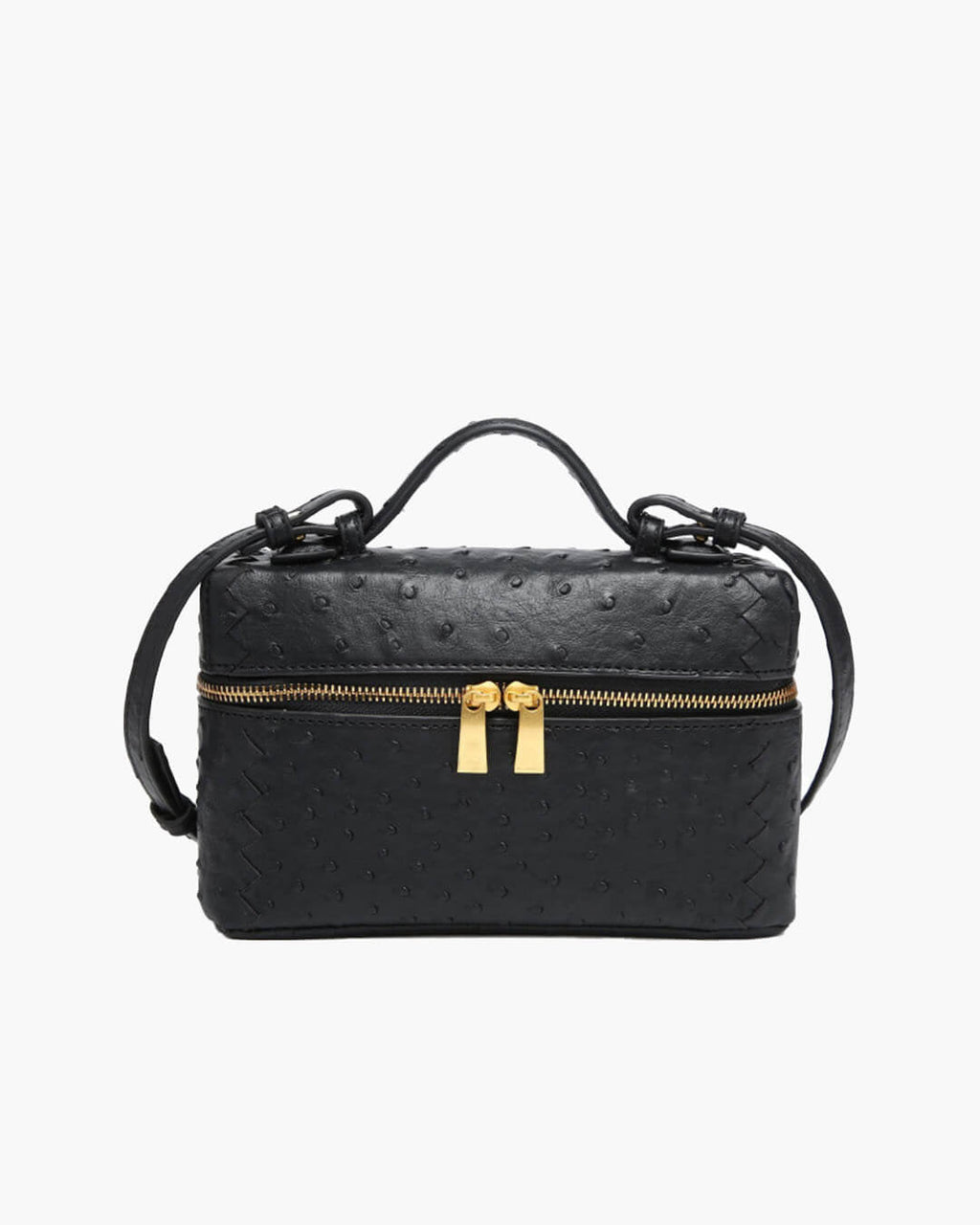 Delphine Structured Box Bag for Women - Ostrich Effect Shoulder Handbag