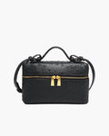 Delphine Structured Box Bag for Women - Ostrich Effect Shoulder Handbag