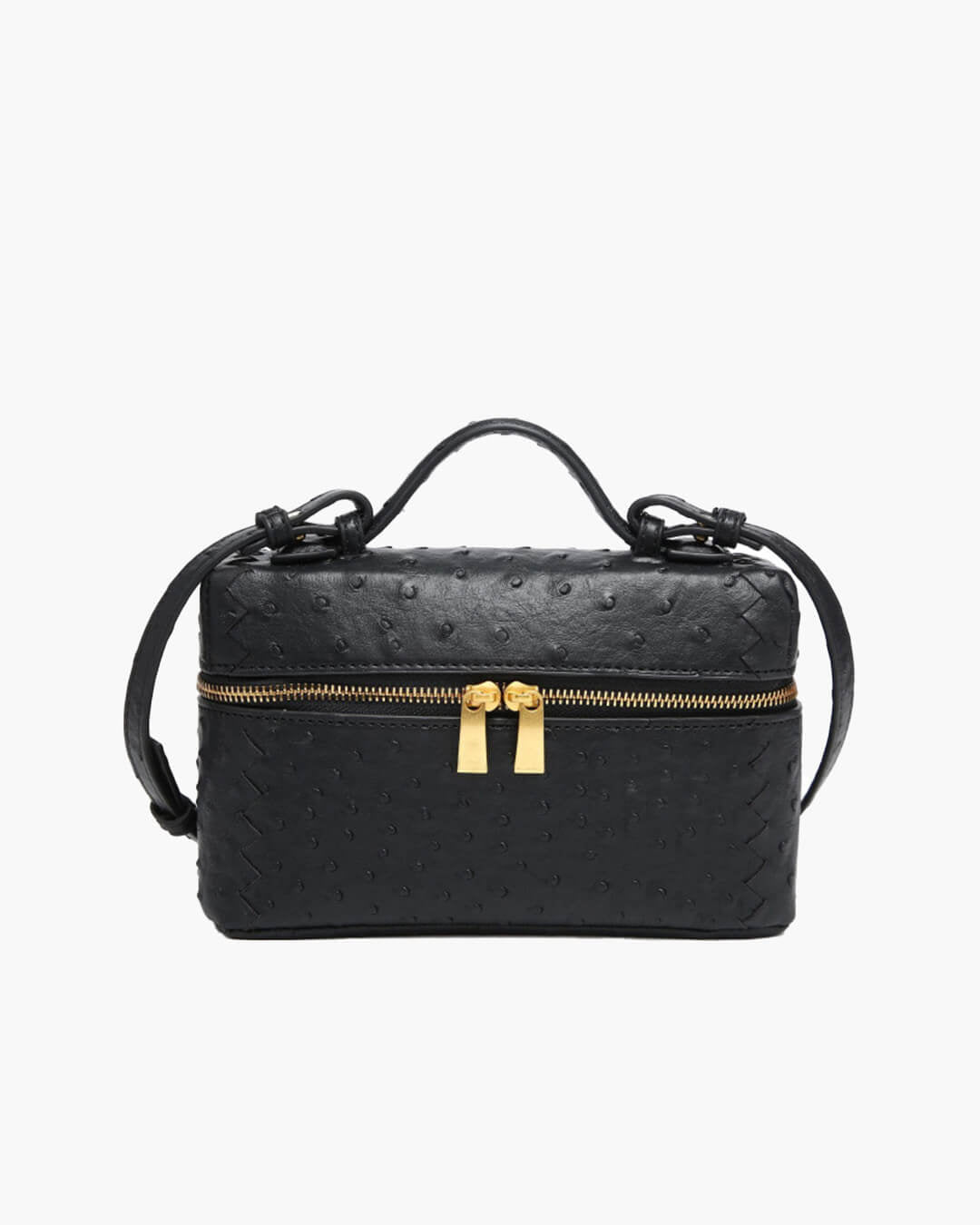 Delphine Structured Box Bag for Women - Ostrich Effect Shoulder Handbag