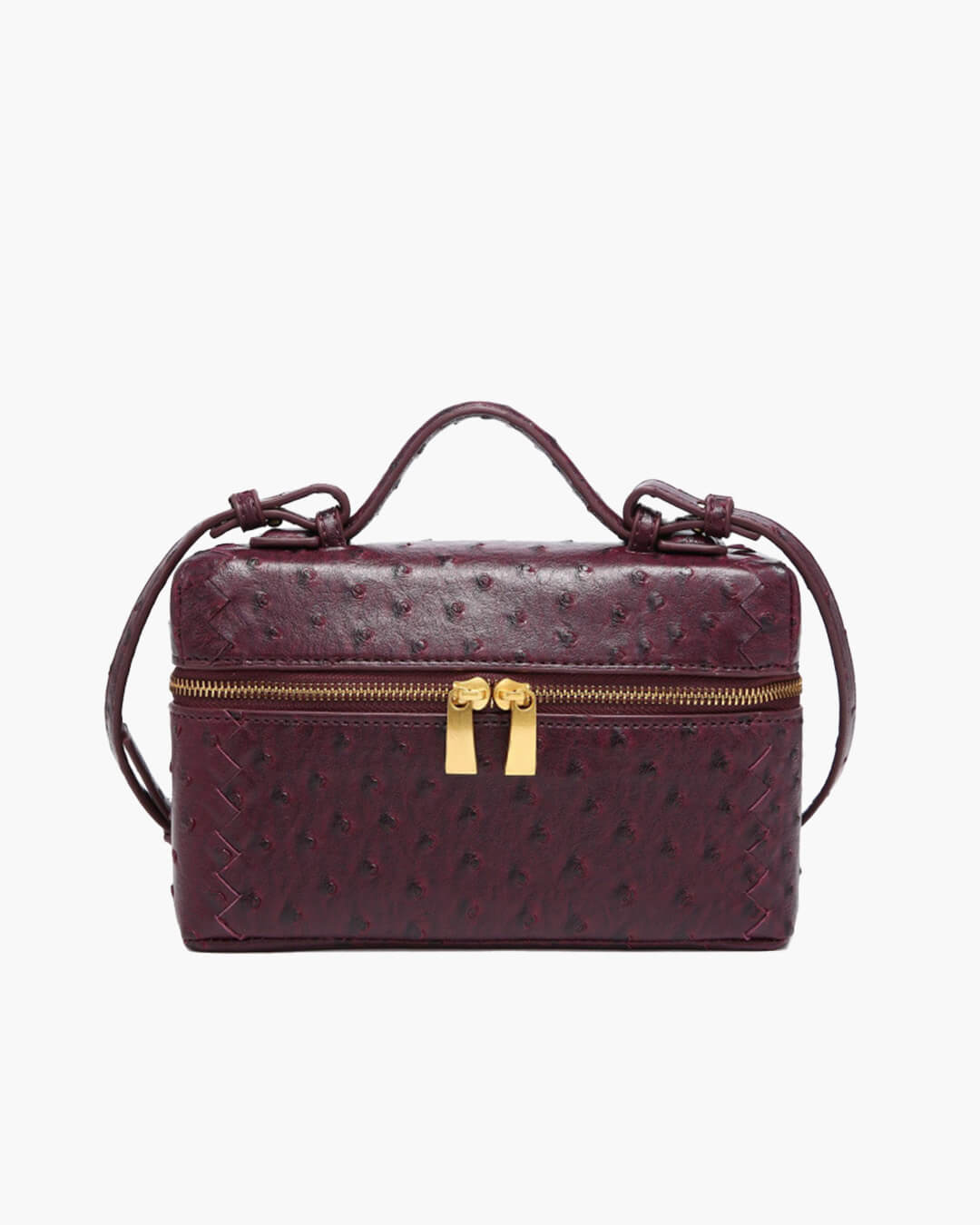 Delphine Structured Box Bag for Women - Ostrich Effect Shoulder Handbag - Image 4