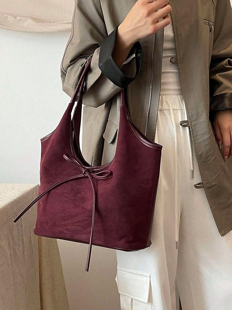 Florence Suede Bow Bag - Women's Everyday Handbag