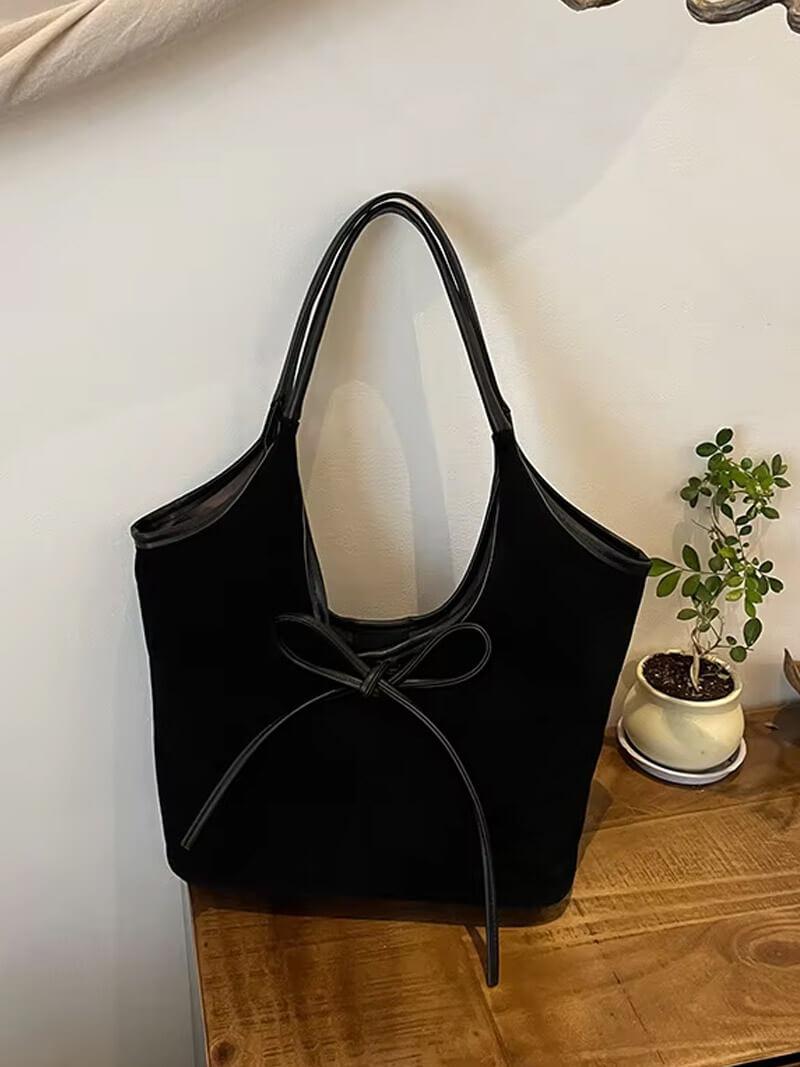 Florence Suede Bow Bag - Women's Everyday Handbag - Image 5