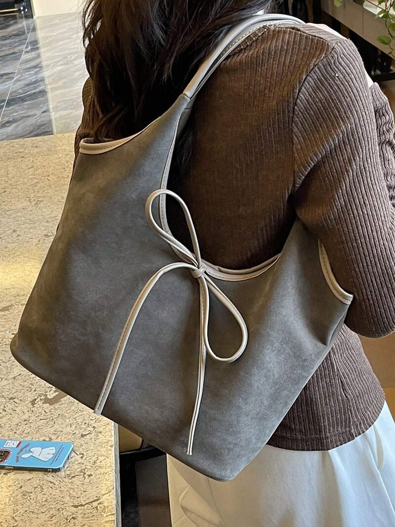 Florence Suede Bow Bag - Women's Everyday Handbag - Image 11