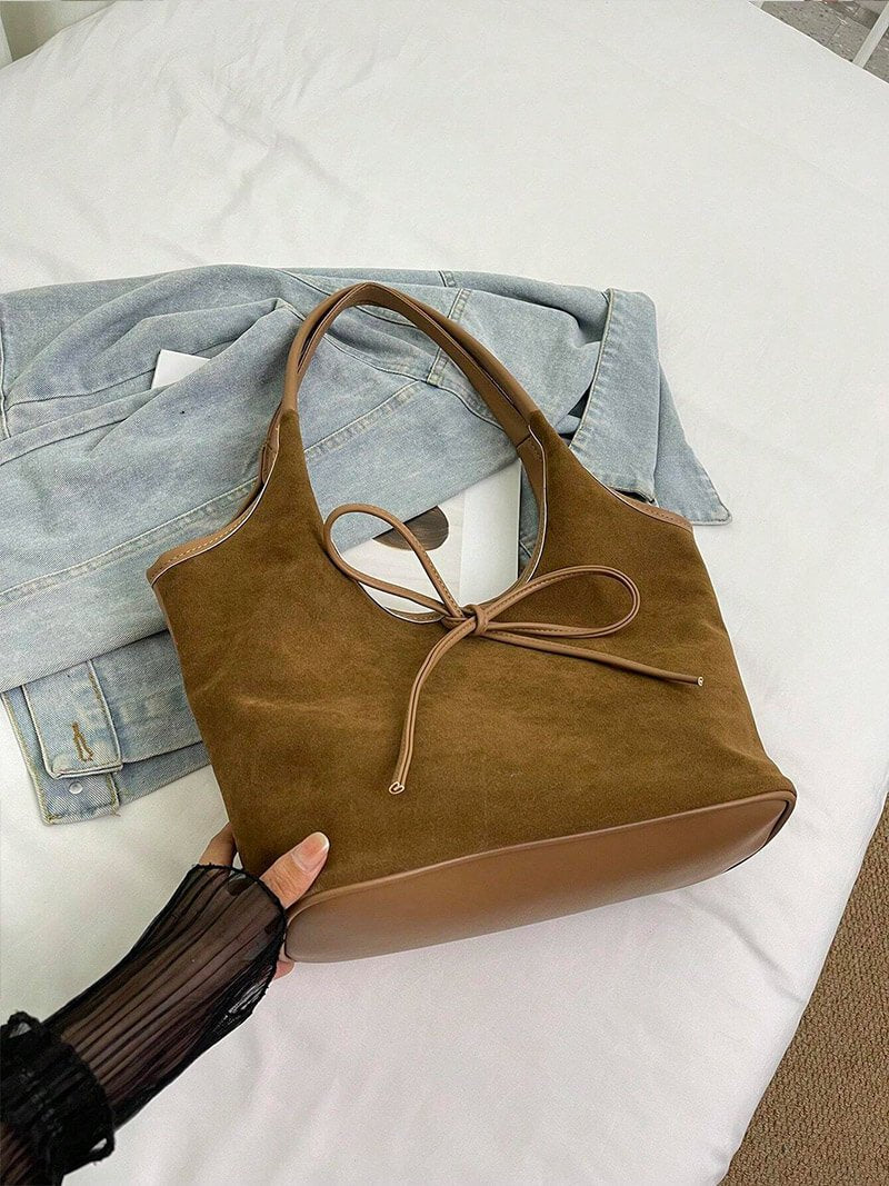Florence Suede Bow Bag - Women's Everyday Handbag - Image 10