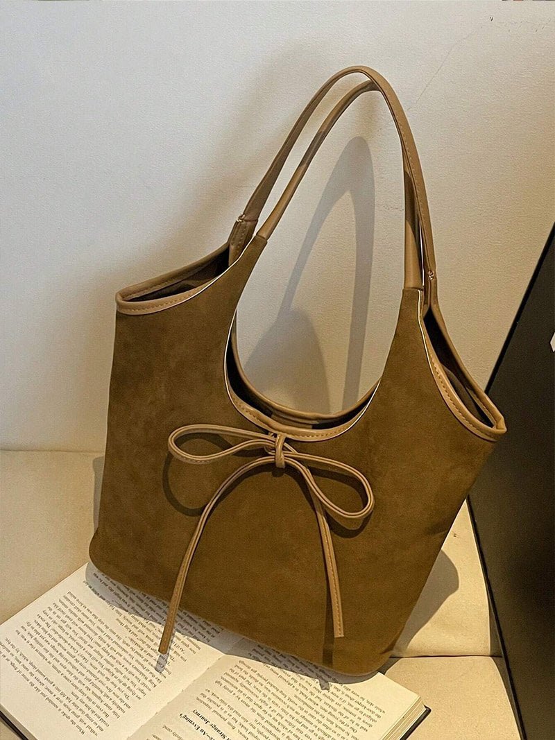 Florence Suede Bow Bag - Women's Everyday Handbag - Image 2