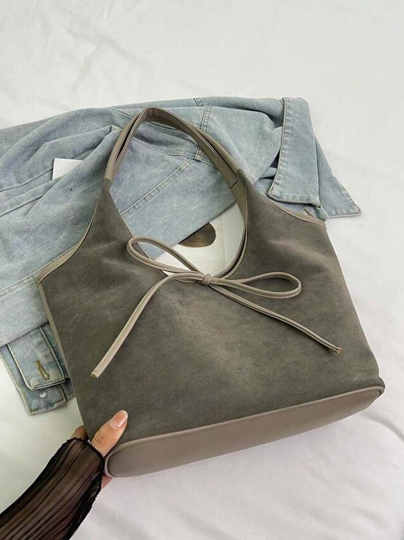 Florence Suede Bow Bag - Women's Everyday Handbag - Image 3