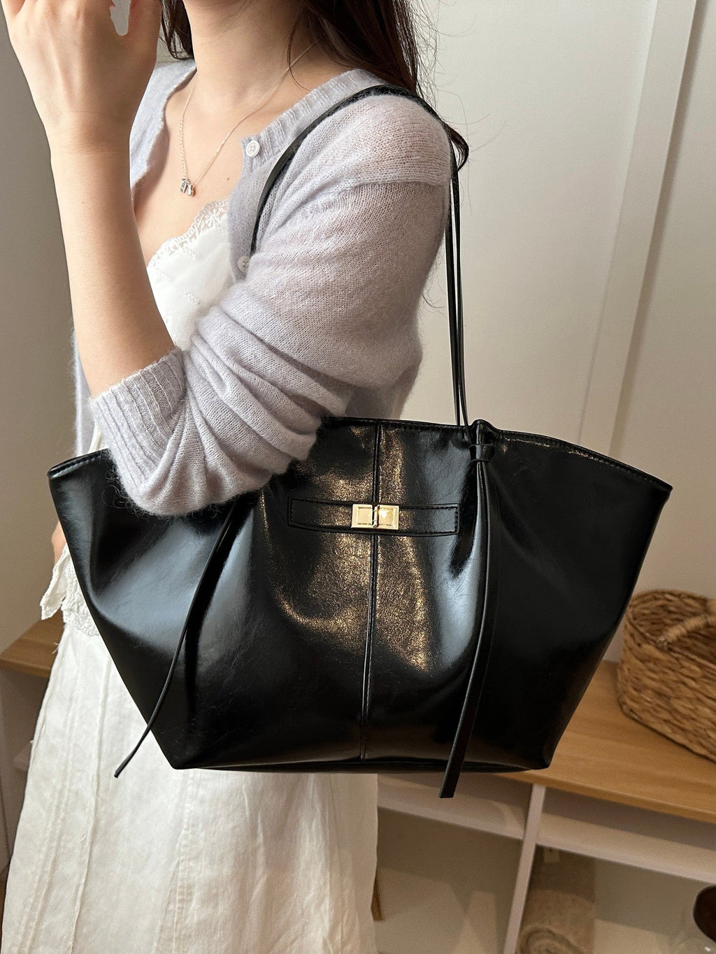 Gerda Shopper Leather Shopper Bag - Structured Large Tote - Image 8