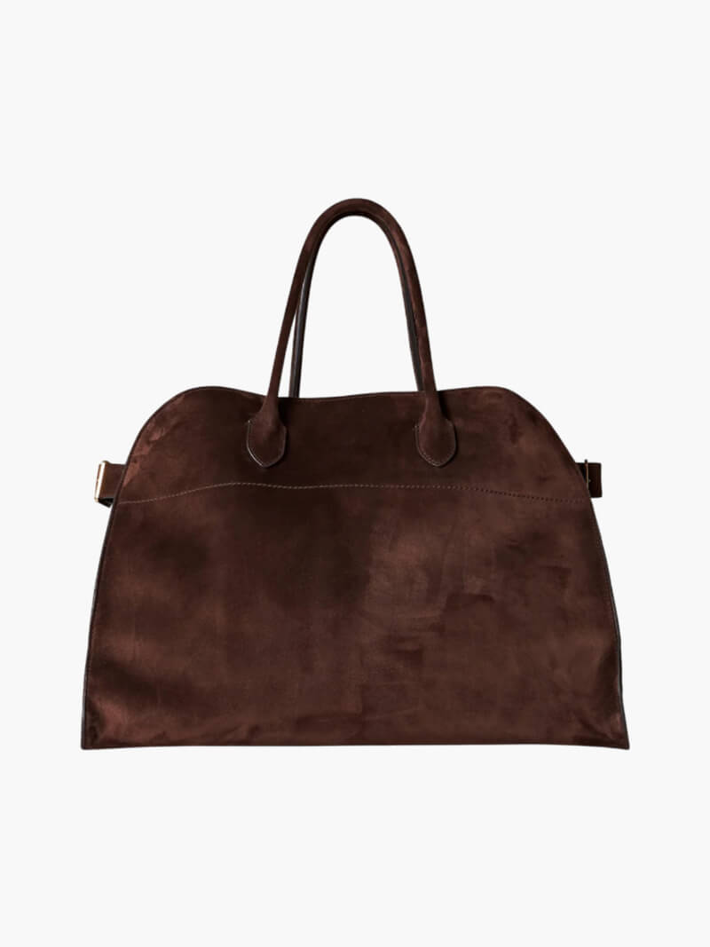 Henna Shopper Bag - Structured Suede Tote Bag for Work, Fits Laptop