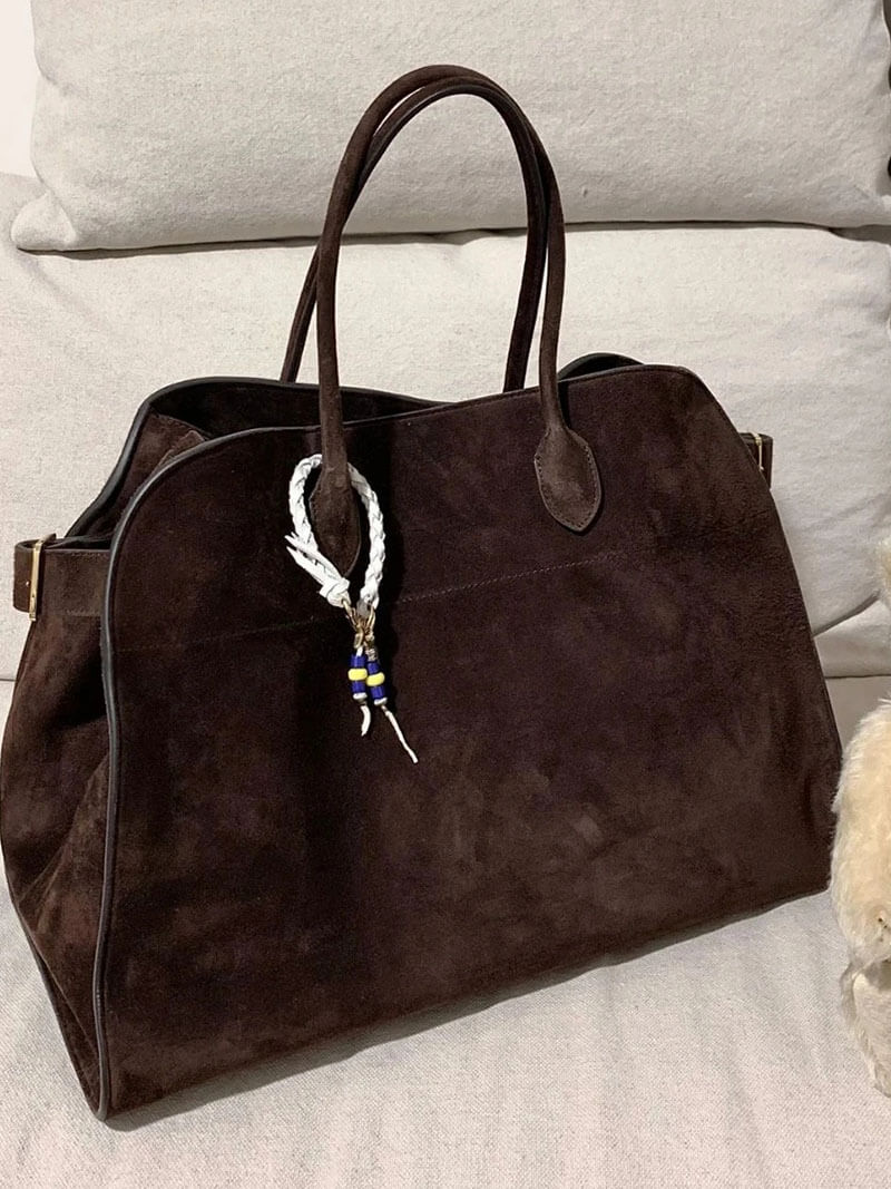 Henna Shopper Bag - Structured Suede Tote Bag for Work, Fits Laptop - Image 12