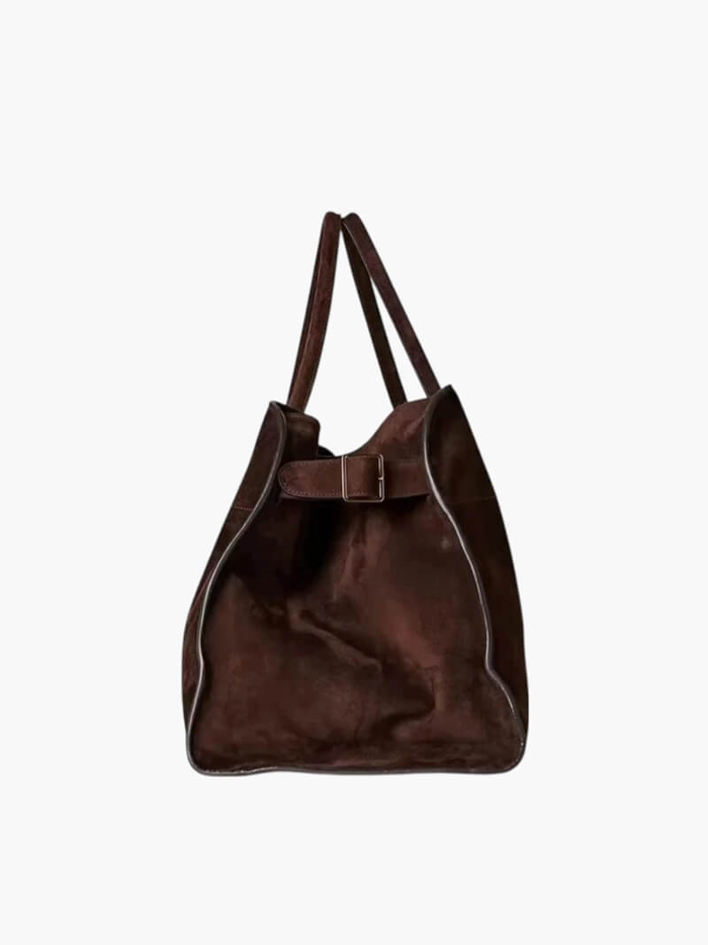 Henna Shopper Bag - Structured Suede Tote Bag for Work, Fits Laptop - Image 15