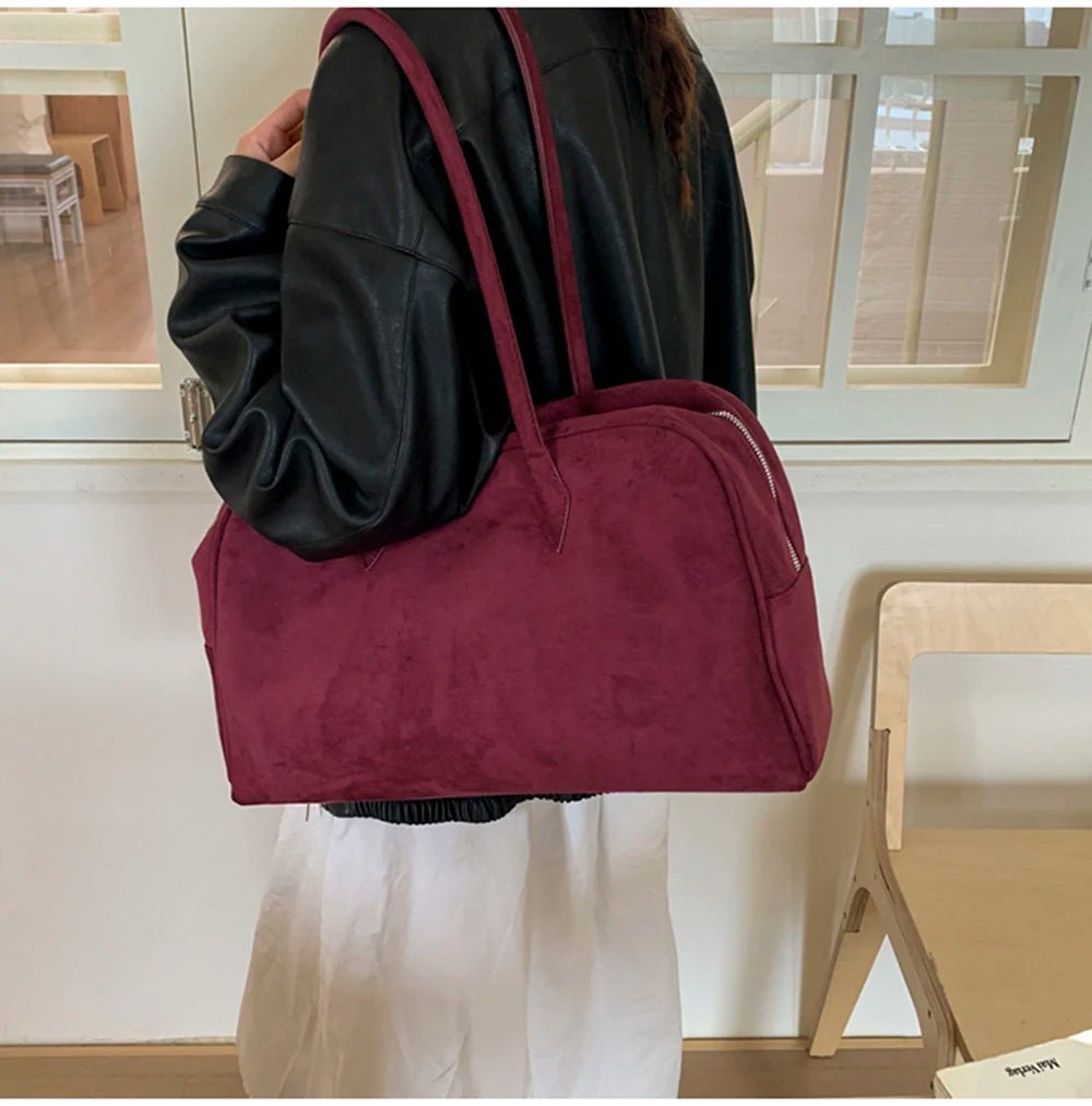 Jenny Suede Tote Bag - Women's Suede Shoulder Handbag for Office and Casual Outings - Image 8