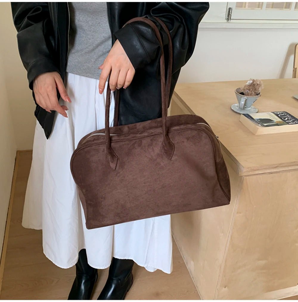 Jenny Suede Tote Bag - Women's Suede Shoulder Handbag for Office and Casual Outings