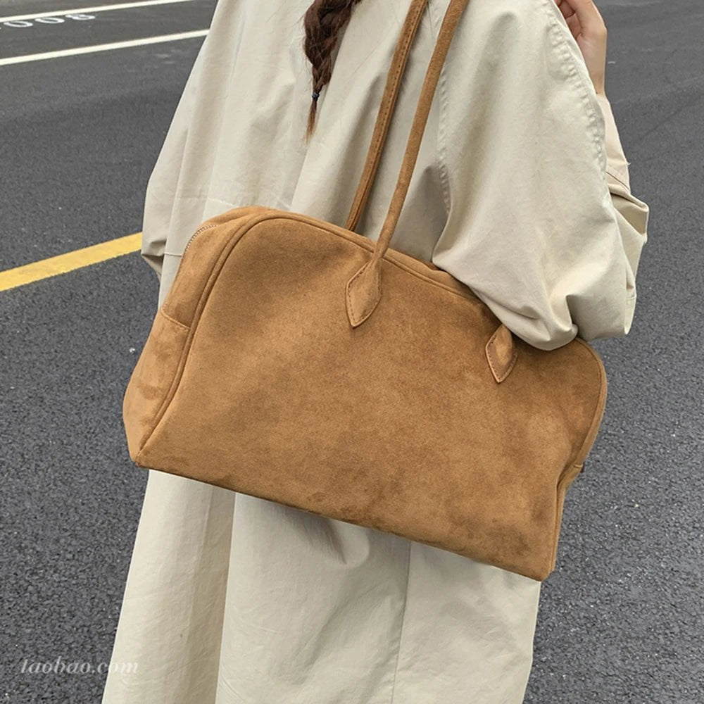 Jenny Suede Tote Bag - Women's Suede Shoulder Handbag for Office and Casual Outings - Image 3