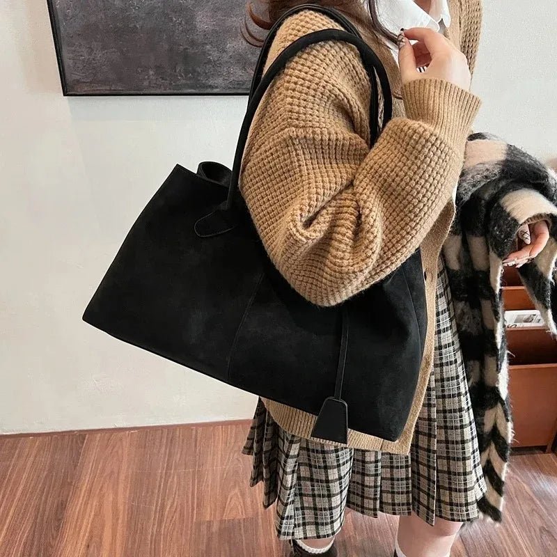 Joan Vegan Suede Handbag for Women - Large Solid Color Shoulder Bag - Image 9