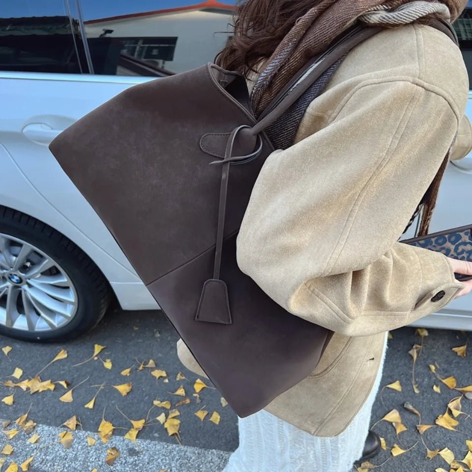 Joan Vegan Suede Handbag for Women - Large Solid Color Shoulder Bag - Image 3