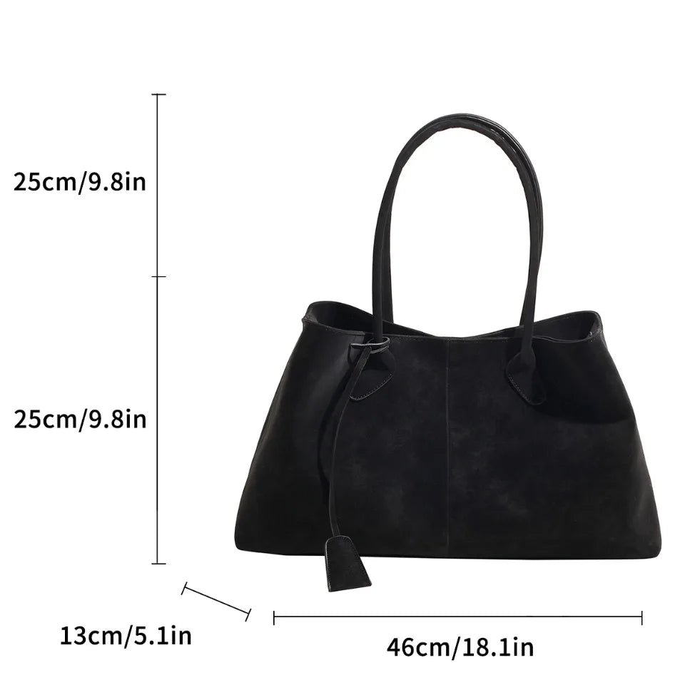 Joan Vegan Suede Handbag for Women - Large Solid Color Shoulder Bag - Image 4