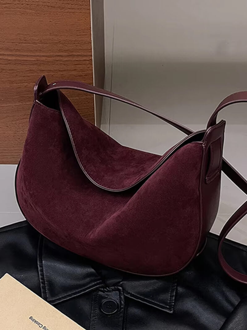 Lily Faux Suede Bag - Women's Everyday Handbag - Image 3