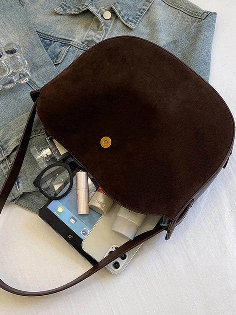 Lily Faux Suede Bag - Women's Everyday Handbag - Image 6