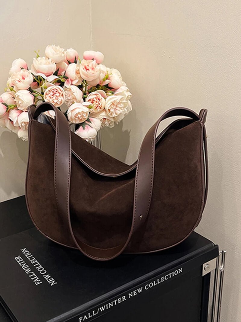 Lily Faux Suede Bag - Women's Everyday Handbag - Image 5