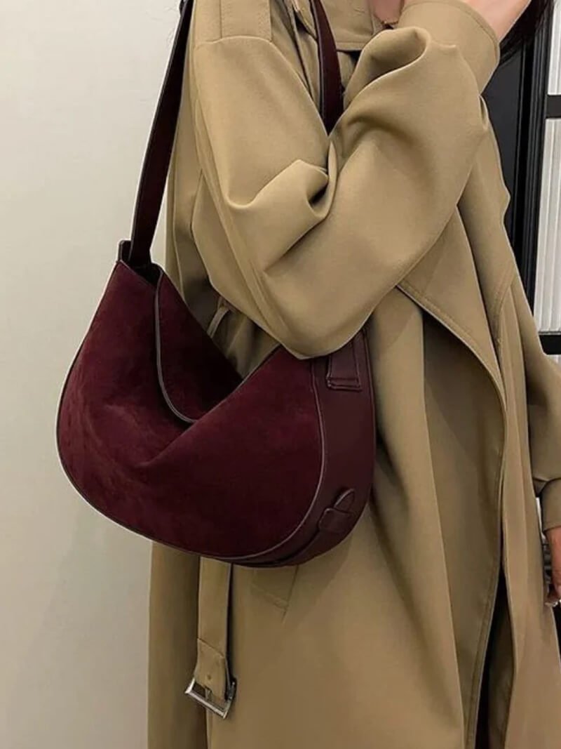 Lily Faux Suede Bag - Women's Everyday Handbag - Image 4