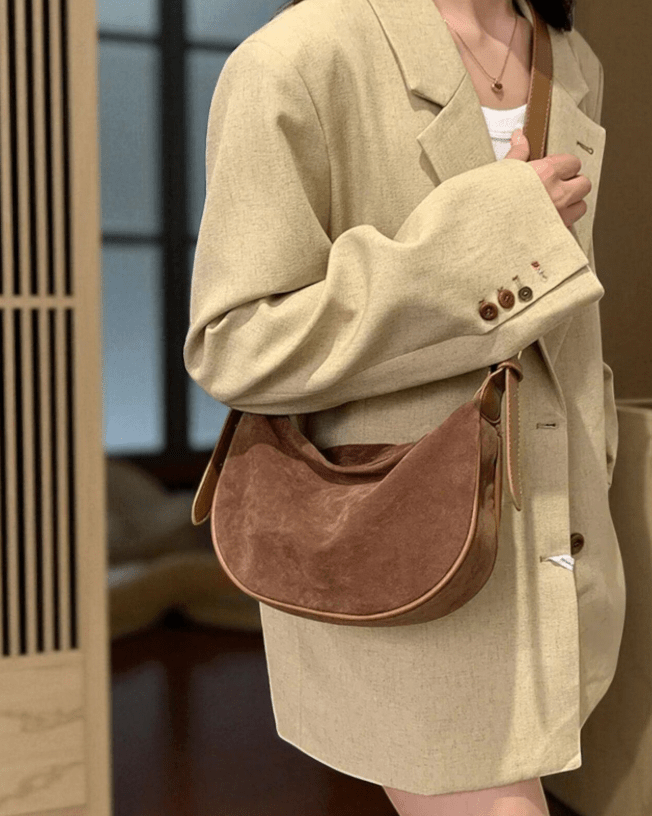 Lily Faux Suede Bag - Women's Everyday Handbag - Image 7