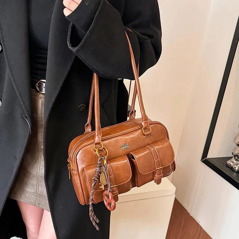 Jessa Multi-Pocket Vegan Leather Handbag - Women's Everyday Shoulder Bag - Image 4