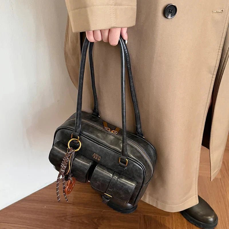 Jessa Multi-Pocket Vegan Leather Handbag - Women's Everyday Shoulder Bag - Image 3