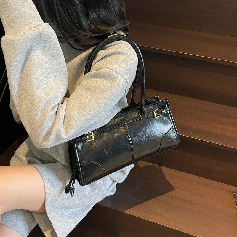 Luna Women's PU Leather Shoulder Bag - Belt Detail Casual Tote - Image 9