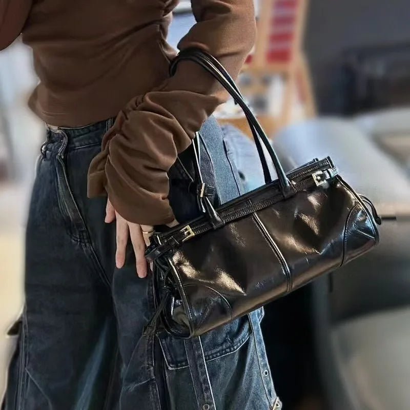 Luna Women's PU Leather Shoulder Bag - Belt Detail Casual Tote - Image 8