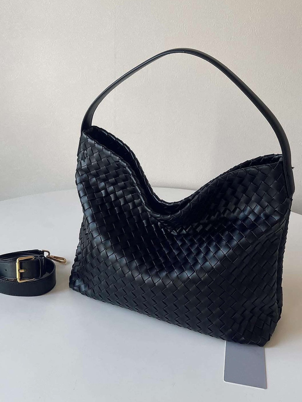 Sylvia Woven Leather Tote Bag - Structured Textured Handbag - Image 8