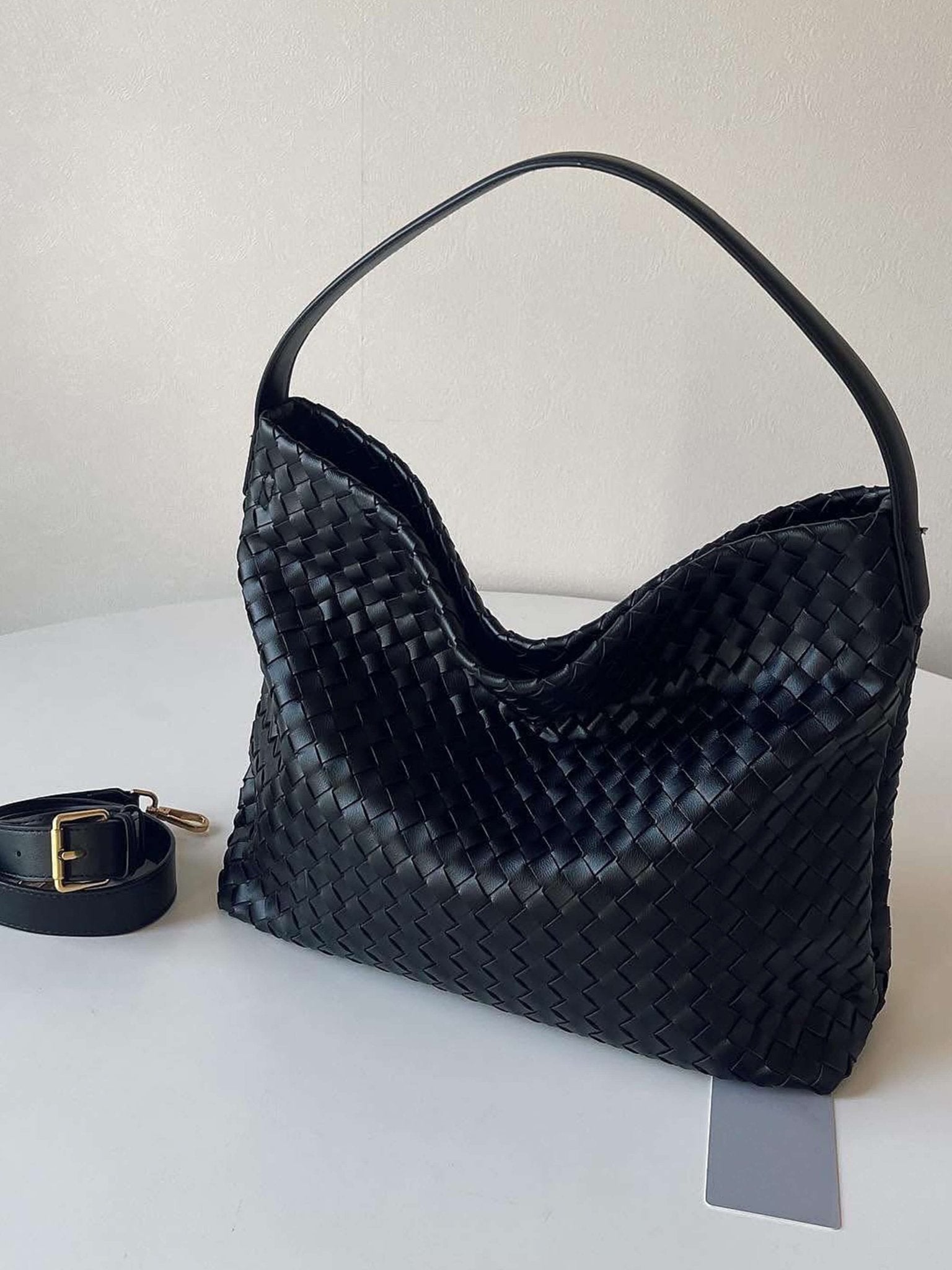 Sylvia Woven Leather Tote Bag - Structured Textured Handbag - Image 8