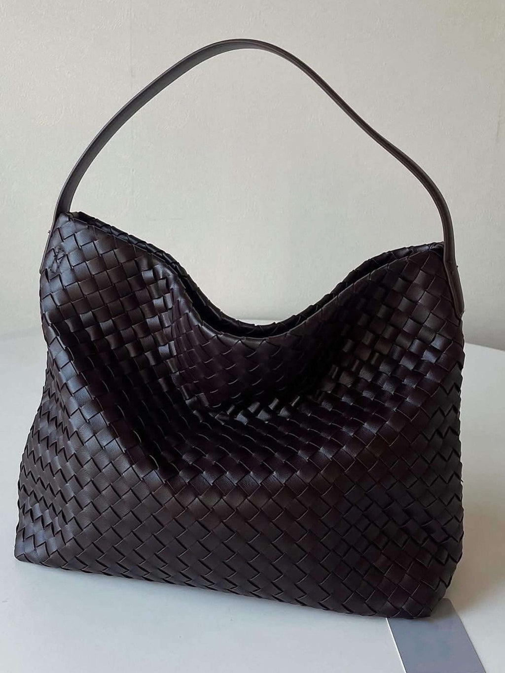 Sylvia Woven Leather Tote Bag - Structured Textured Handbag - Image 9