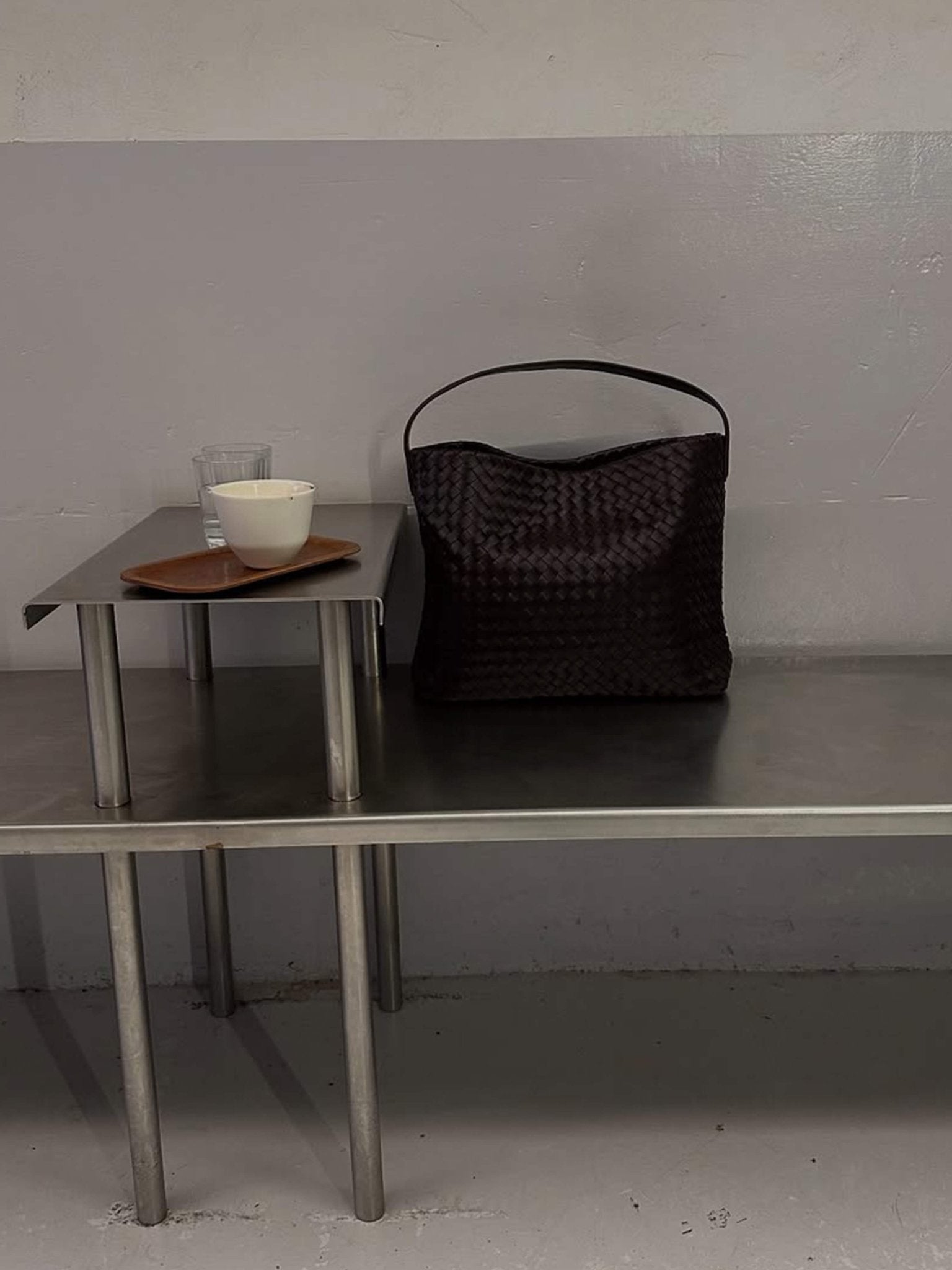 Sylvia Woven Leather Tote Bag - Structured Textured Handbag - Image 11