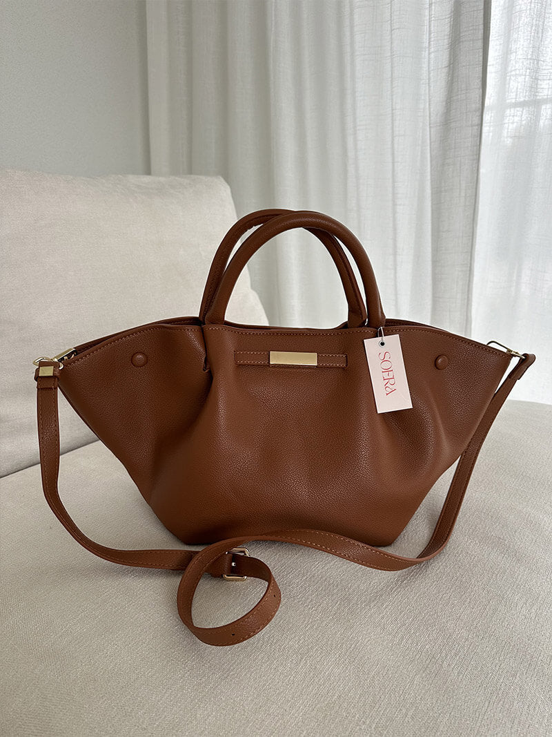 Melanie Leather Tote Bag - Suede-Look Everyday Work Handbag - Image 8