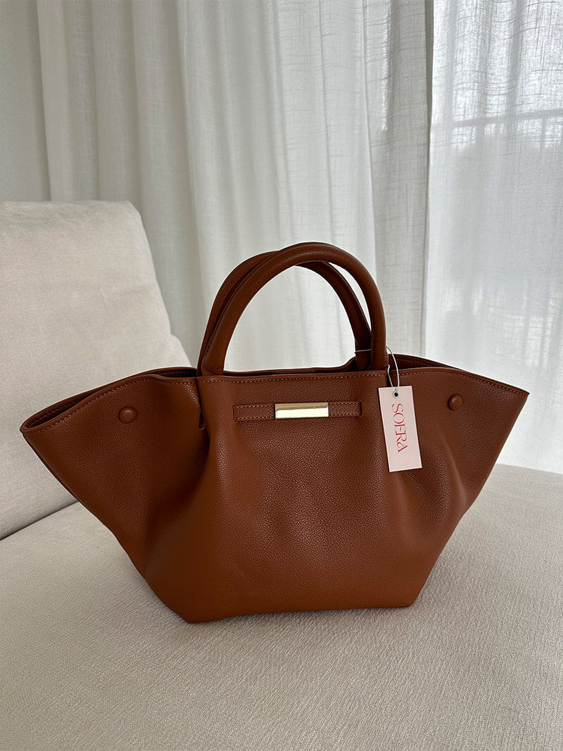 Melanie Leather Tote Bag - Suede-Look Everyday Work Handbag - Image 6