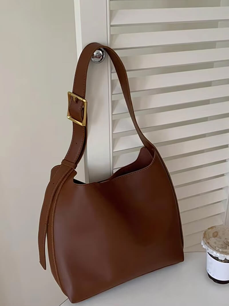Nina Vintage Shoulder Bag - Soft Leather Structured Handbag - Image 3