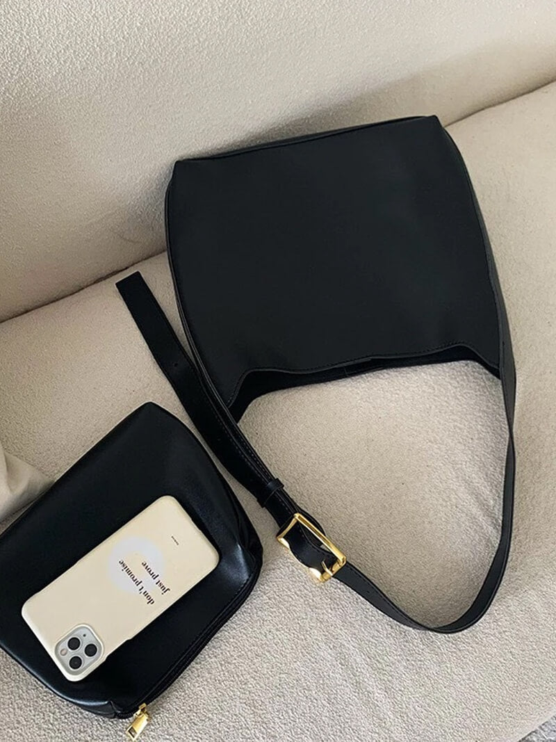 Nina Vintage Shoulder Bag - Soft Leather Structured Handbag - Image 5