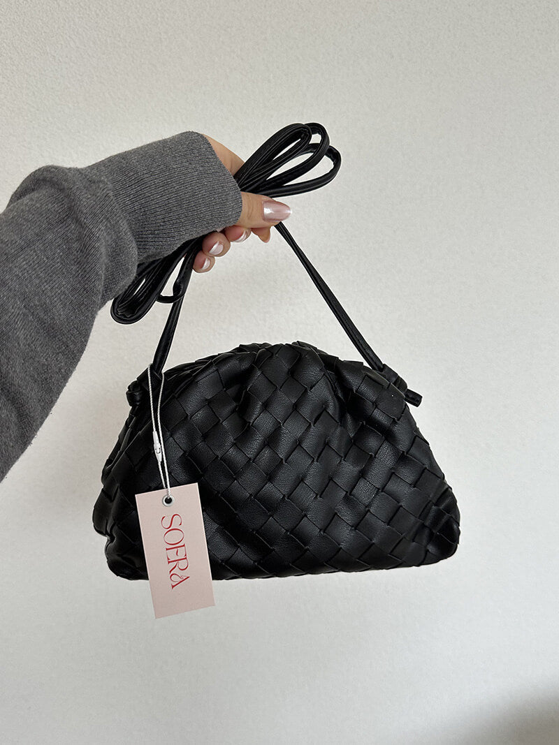 Rachel Woven Handbag - Compact Textured Small Woven Bag - Image 4