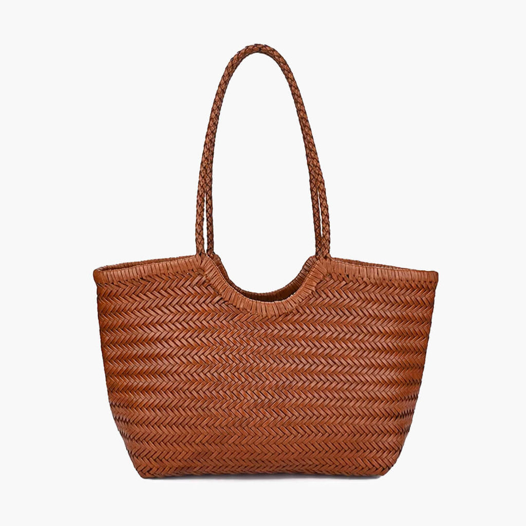 Rica Woven Faux Leather Handbag - Chic Woven Tote Bag - Image 11