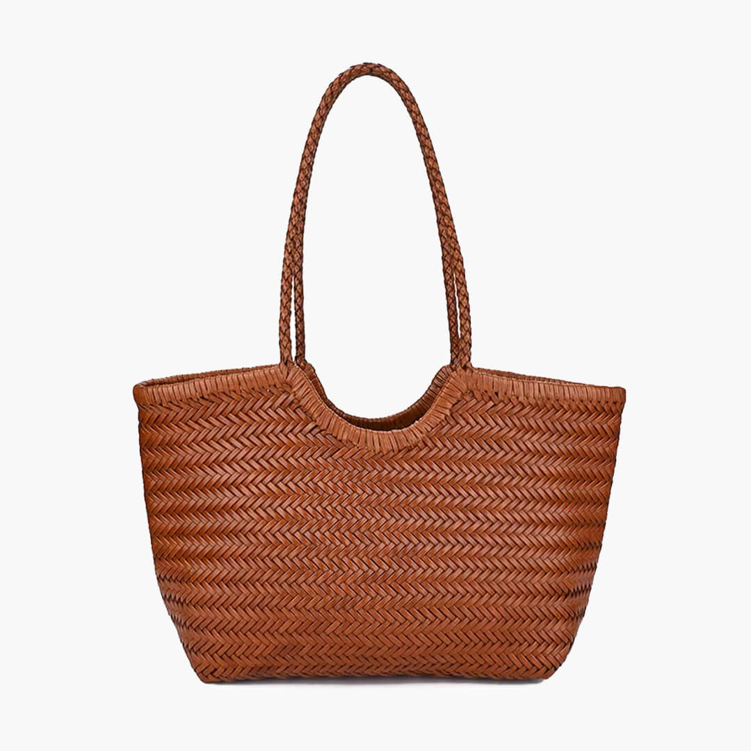 Rica Woven Faux Leather Handbag - Chic Woven Tote Bag - Image 11