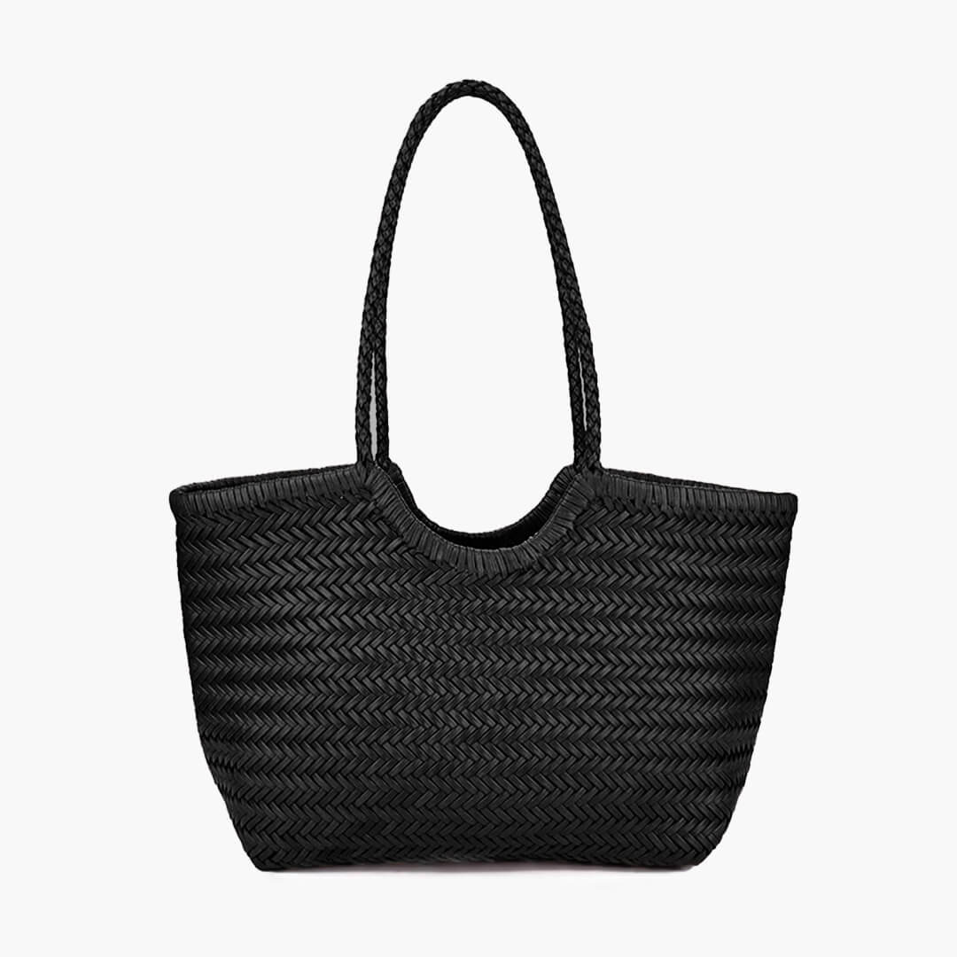 Rica Woven Faux Leather Handbag - Chic Woven Tote Bag - Image 10