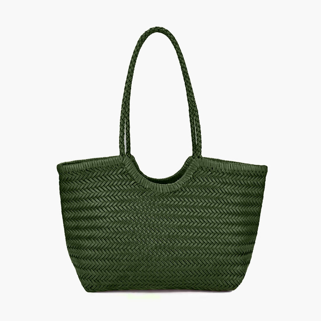 Rica Woven Faux Leather Handbag - Chic Woven Tote Bag - Image 13