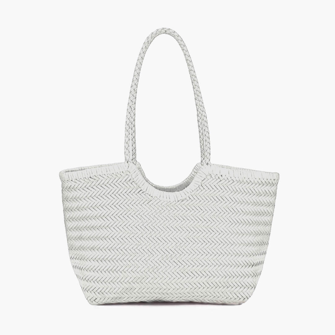 Rica Woven Faux Leather Handbag - Chic Woven Tote Bag - Image 12