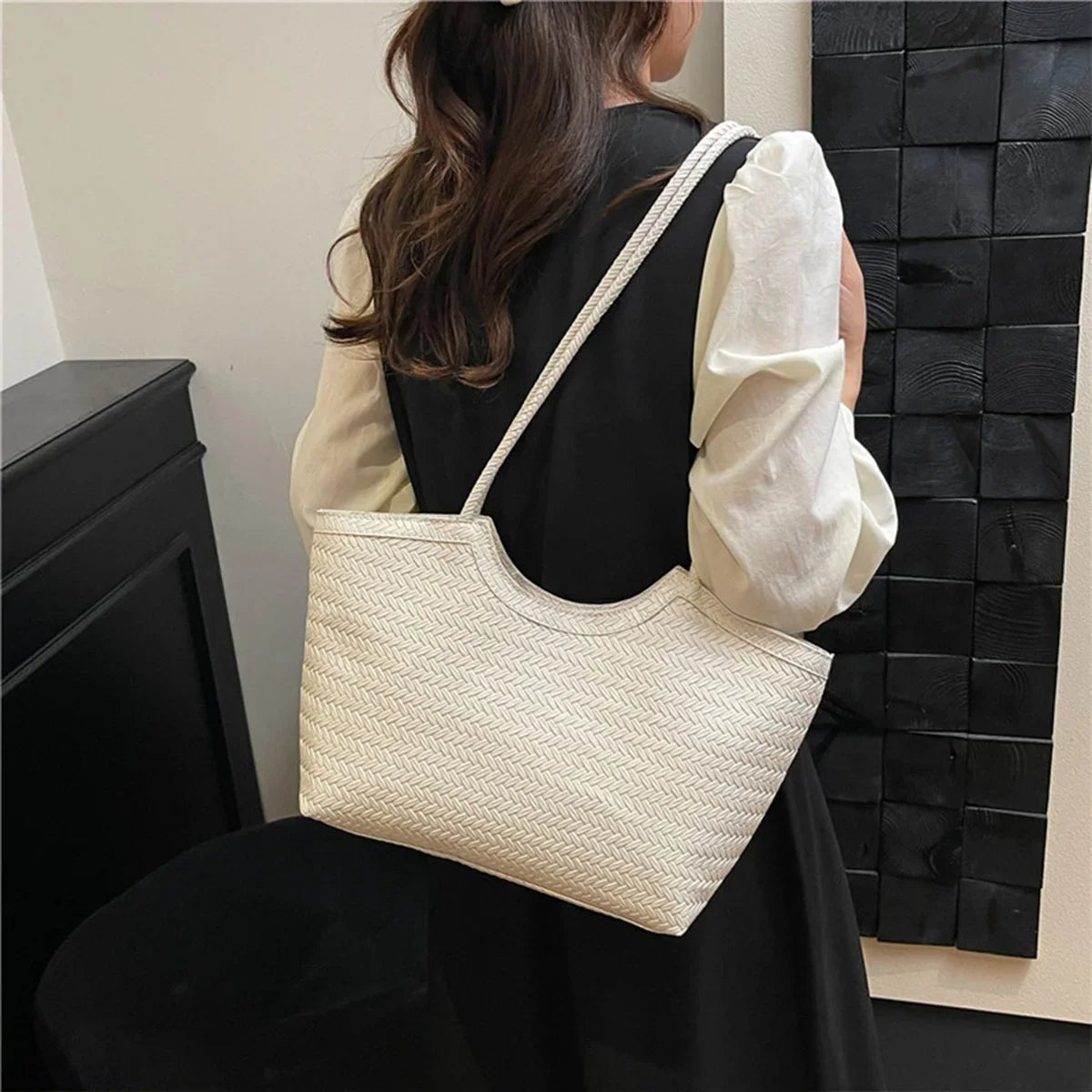 Elena Textured Weave Handbag - Women's Everyday Handbag - Image 2